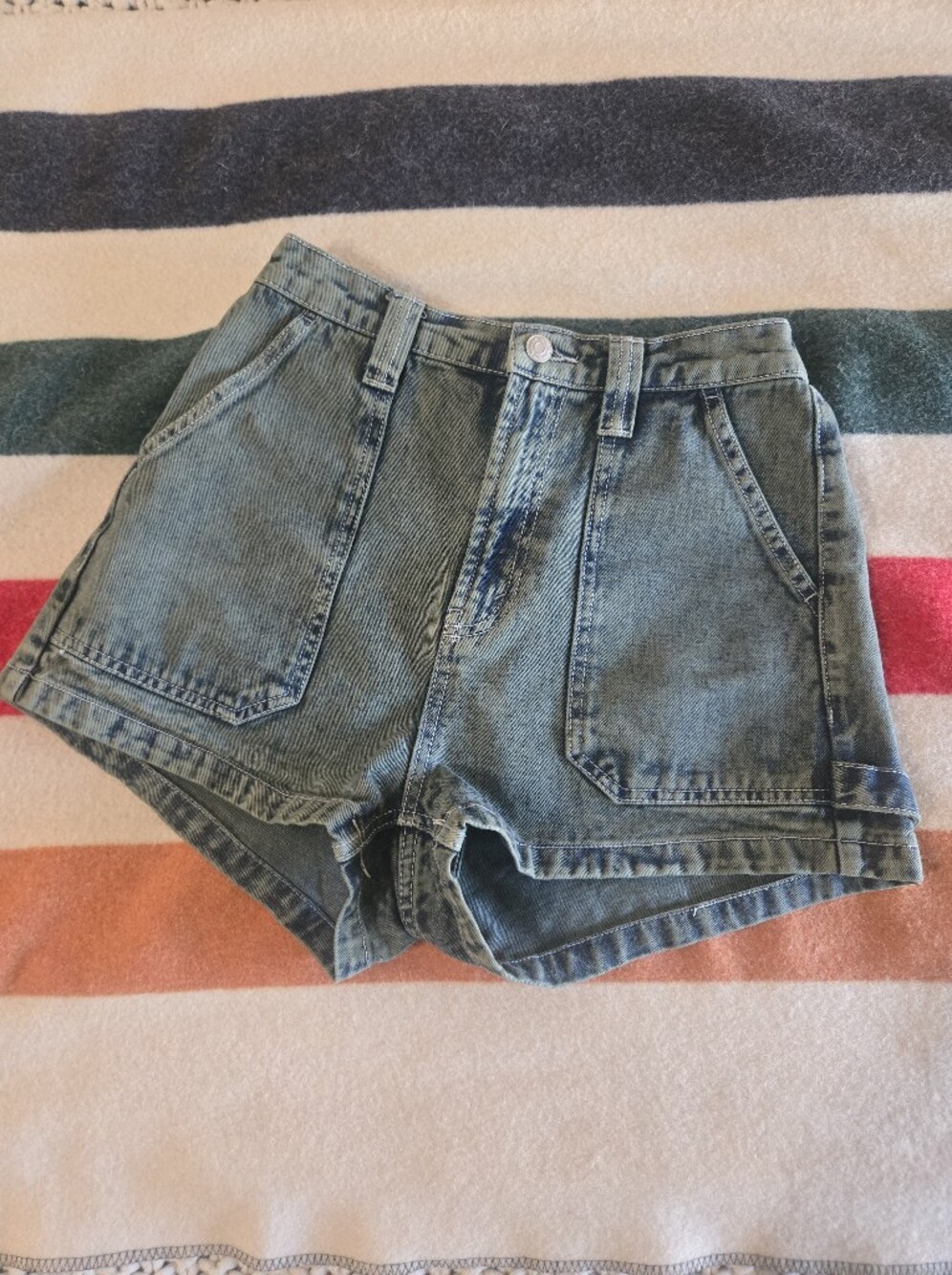 wild fable Green Denim Patch-Pocket Carpenter Shorts